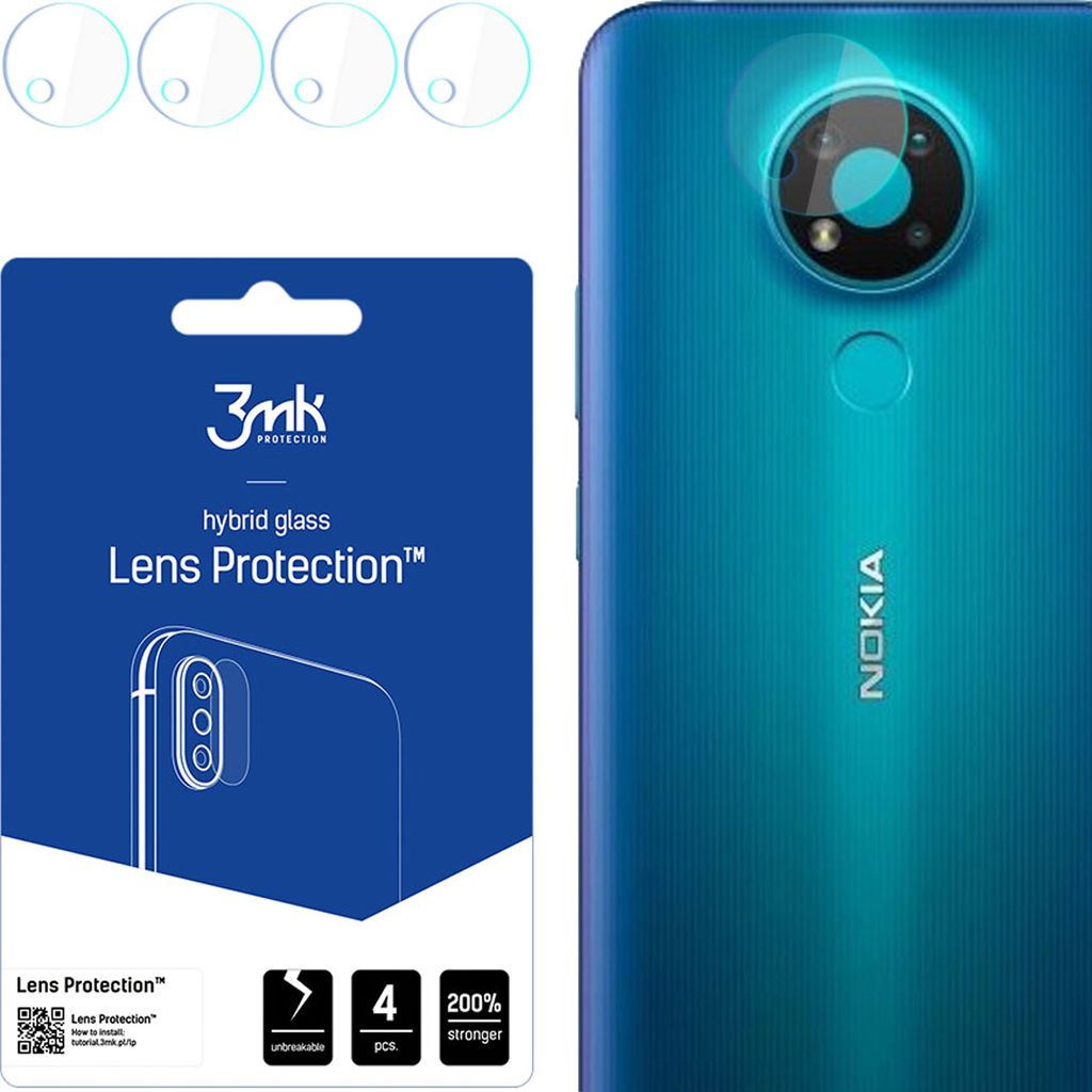 3mk Hybridglas Lens Protection für Nokia 3.4 Kamera Objektiv Kameralinse 0,16mm 6H (4 Stück)