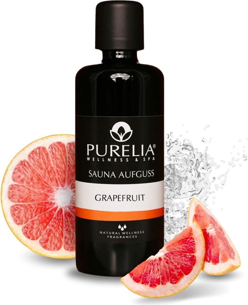 PURELIA Saunaaufguss Konzentrat Grapefruit 100 ml natürlicher Sauna-aufguss - reine ätherische Öle