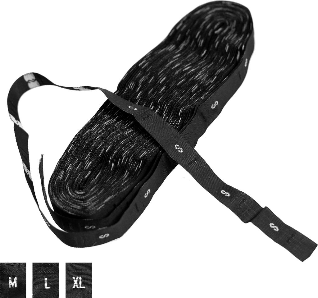 500 Textiletiketten zum Einnähen 12mm Größenetiketten S-XL Band schwarz Etiketten, Größe:Gr. XL