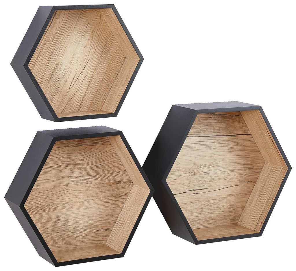 Wandregal BEN, 3er-Set aus MDF, modern, 37 cm breit, 32,2 Produktbild 