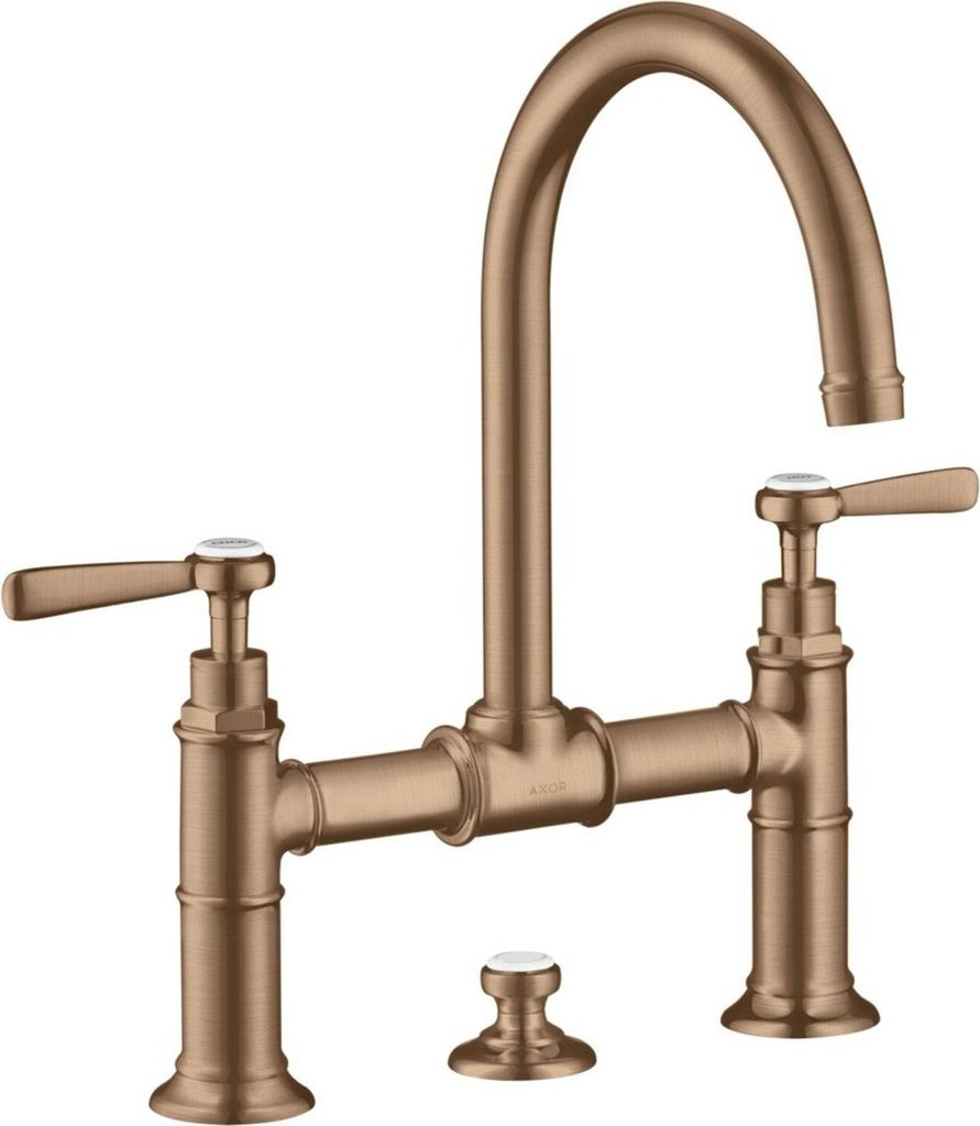 2-Griff-Waschtischarmatur AXOR MONTREUX 220 DN 15 m Hebelgr. m ZAG 1 1/4Zoll bru red brushed red gold