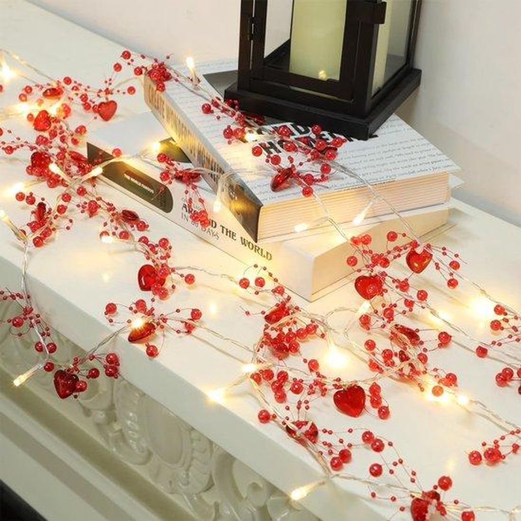 Lichtslinger, 1,5 Meter, Roterde, LED, Batteriebetrieben, für Muttertag, Vatertag, Hochzeit und Heiratsantrag