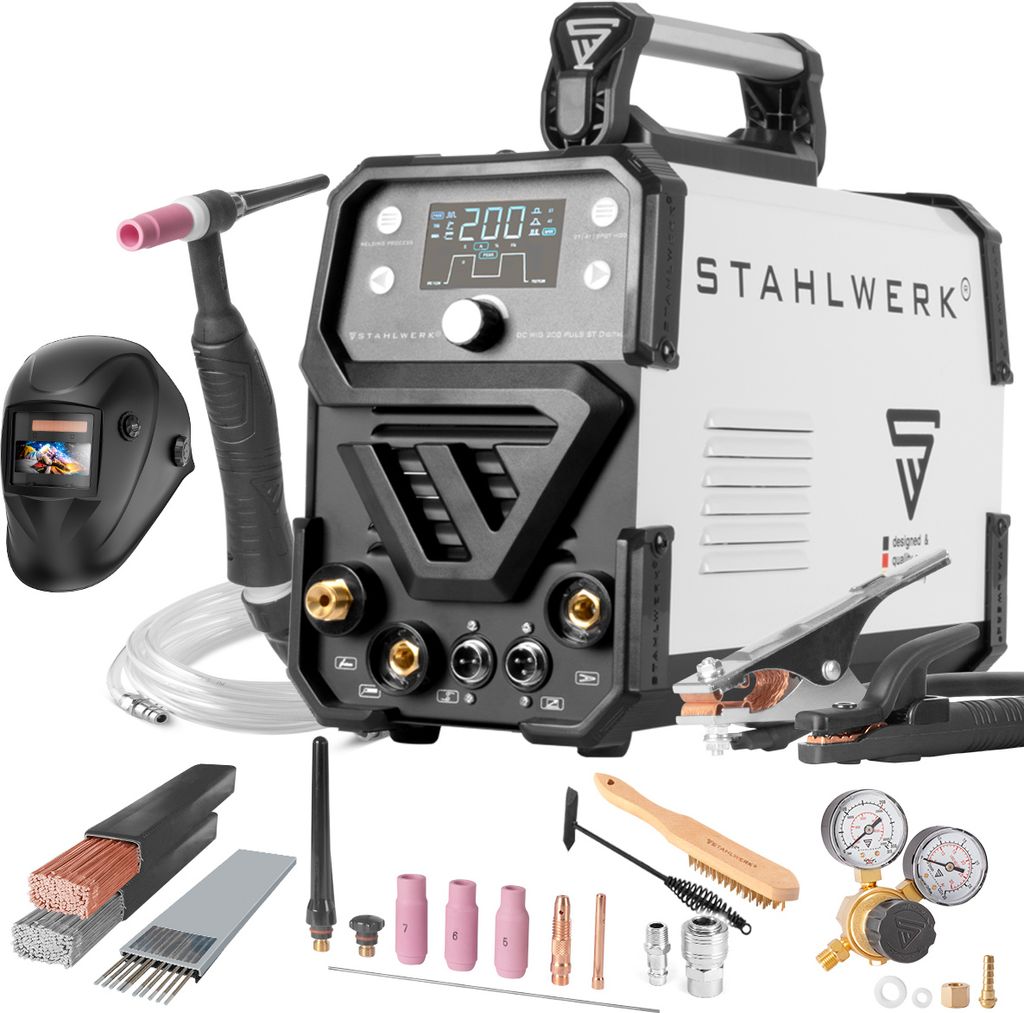 STAHLWERK Schweißgerät 4-in-1 Kombi AC/DC WIG 200 Puls - Mit Plasmaschneider 50A