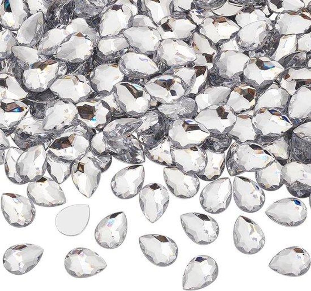 Acryl Druppelsteentjes - Strass Edelstenen - Sieraden Maken - Kristalhelder AB Coating - 250 Stück 18x13 mm - Hellig mit Silber