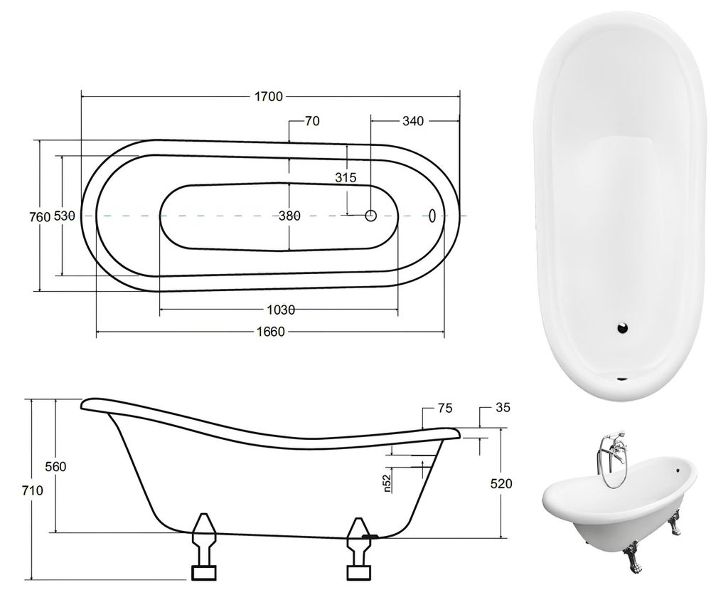 Vasche classiche freestanding Vasca da bagno in stile Immagine del prodotto 