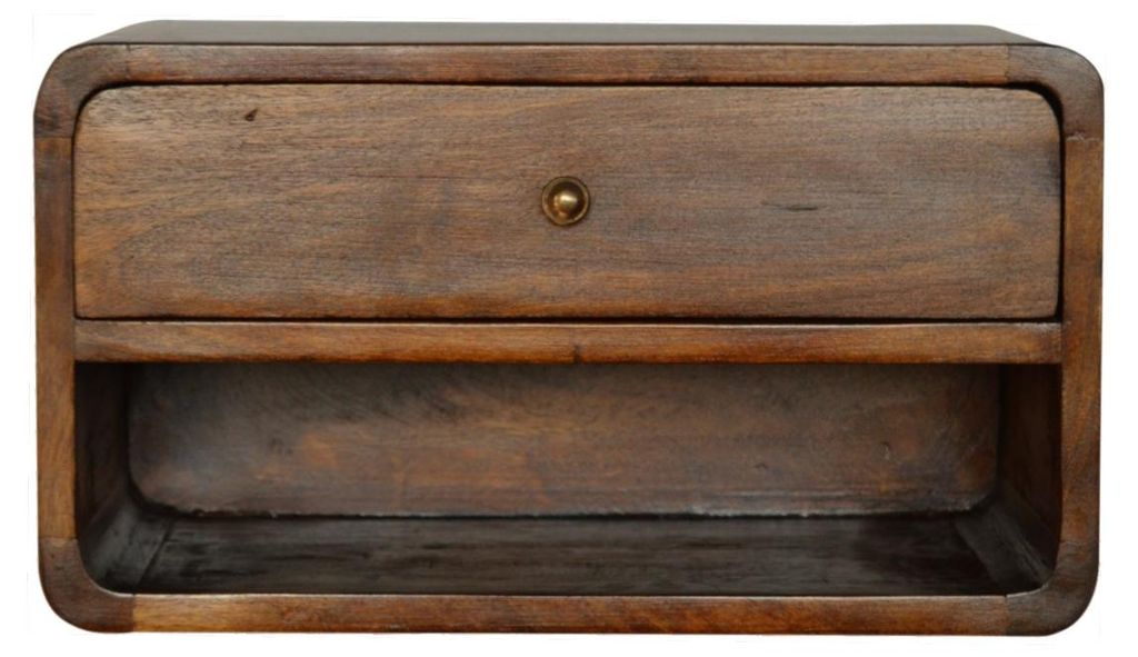 Artisan Furniture Massivholz Geschwungener, schwebender Nachttisch in Kastanien