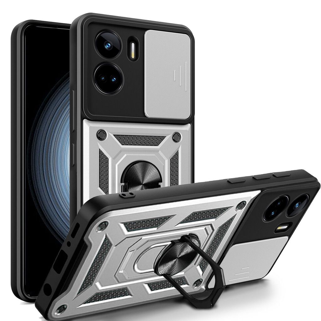 Outdoor Panzer Hülle Honor 90 Lite Handyhülle mit Slide Kameraschutz Ringhalter Silber