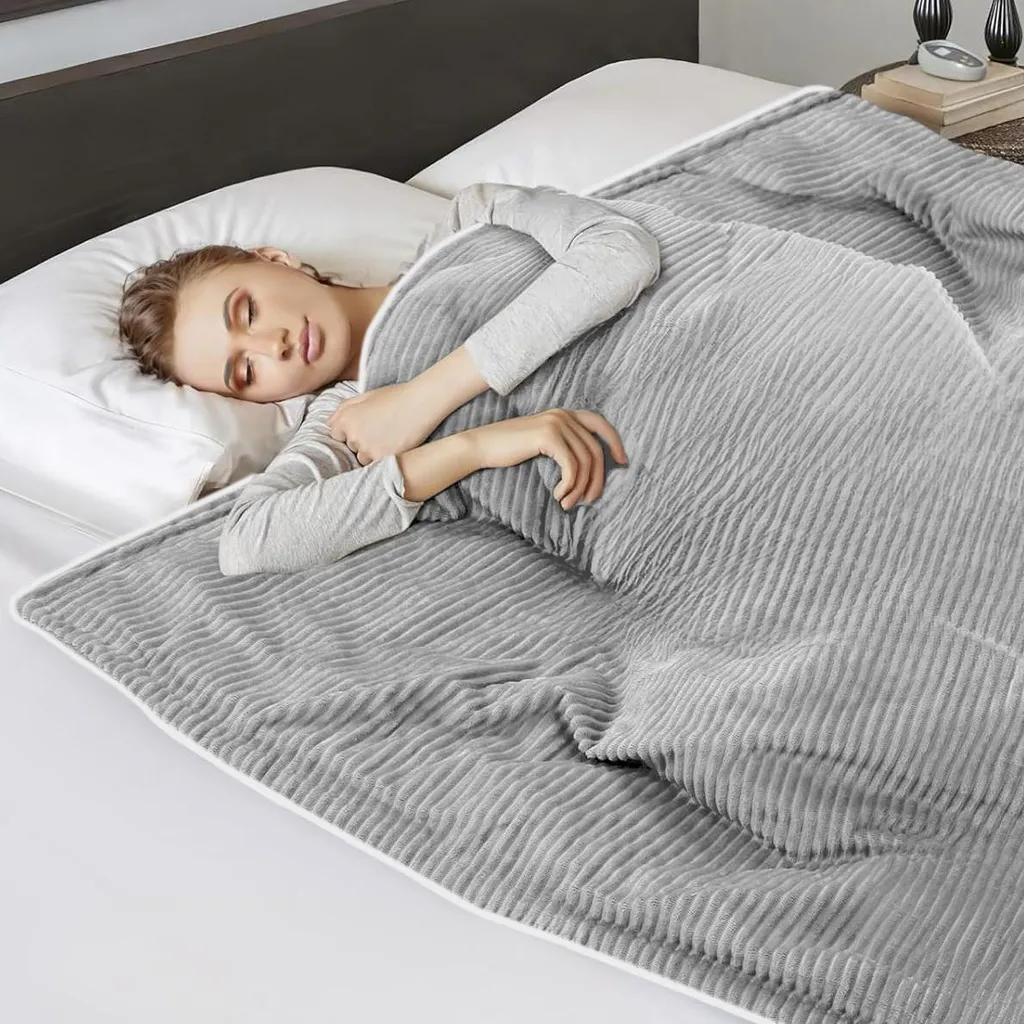 Couverture chauffante électrique en flanelle polaire avec minuterie