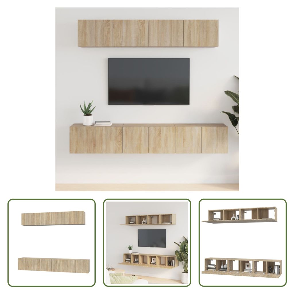 The Living Store 5-tlg. TV-Schrank-Set Sonoma-Eiche Holzwerkstoff