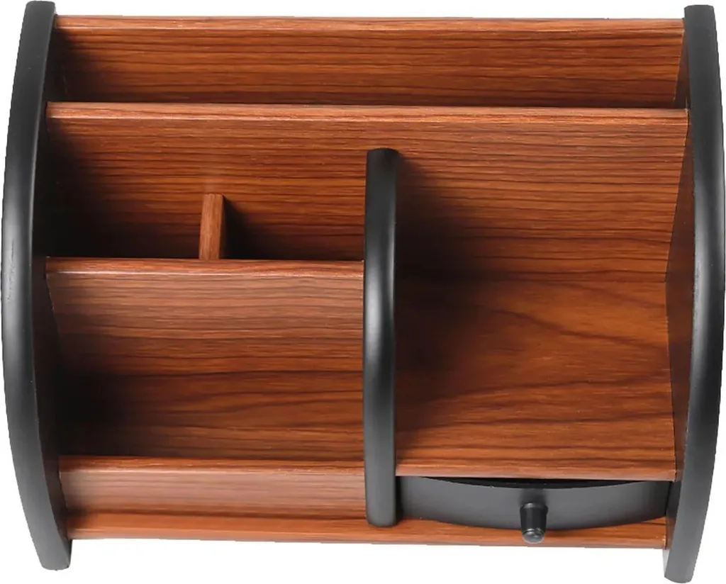Organisateur de bureau bois 5 compartiments - Porte-stylos Vintage