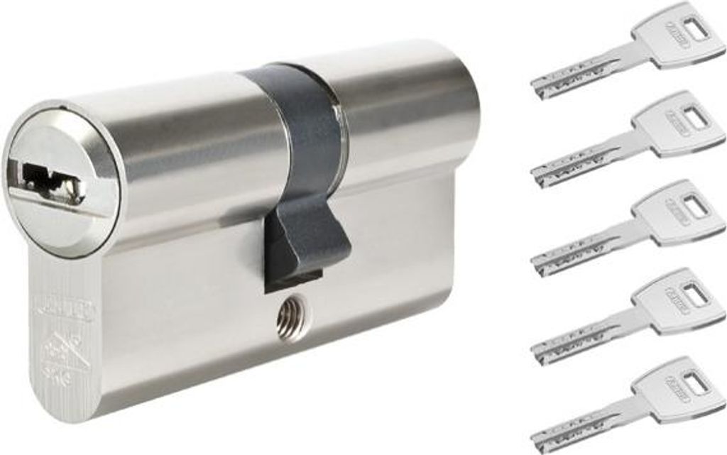 Einbruchhemmender Zylinder ABUS X12 30/30 (Not- & Gefahrenfunktion) Nickel, 5 gebohrte Schlüssel, Klasse 6.D