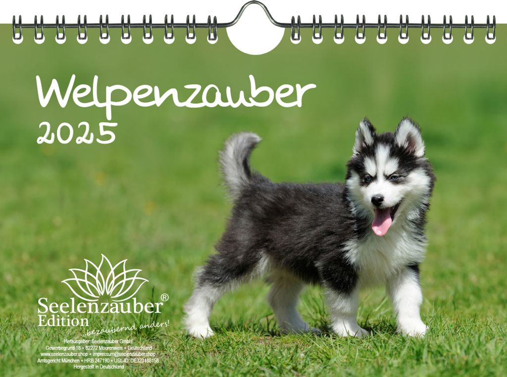 Welpenzauber DIN A5 Wandkalender für 2025 Hunde Welpen - Seelenzauber