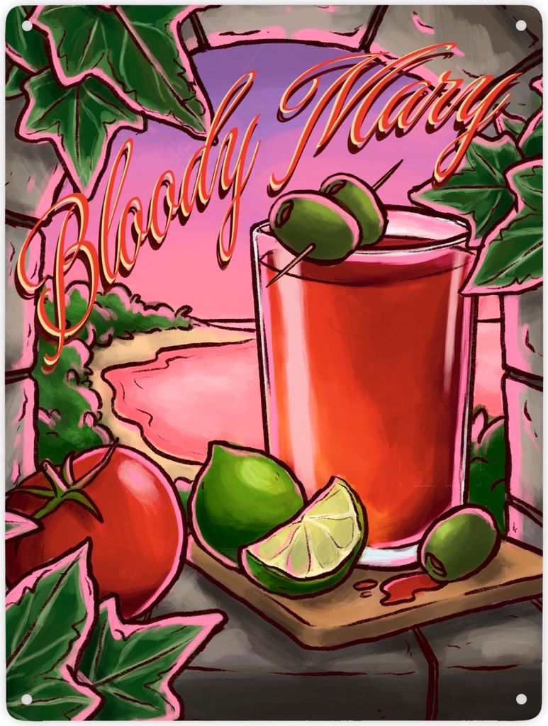 Bloody Mary Metallschild XXL in 28x38 cm - The Cocktail Series - mit Retro