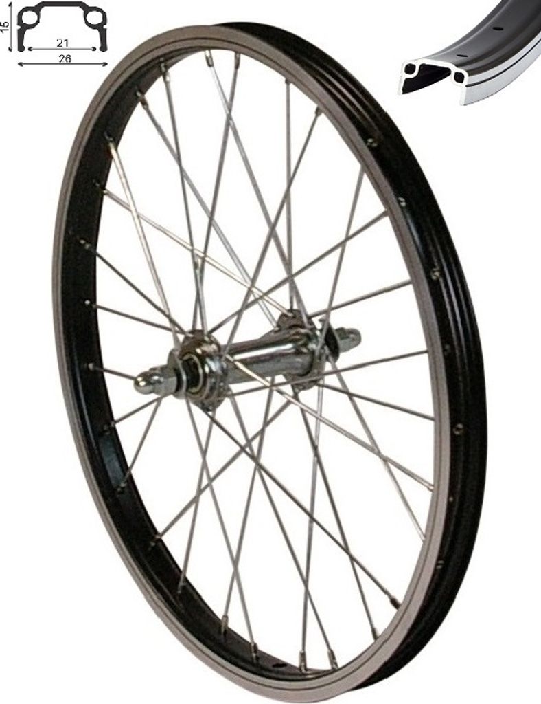 REDONDO 16 Zoll Vorderrad Laufrad Fahrrad Kasten Felge Produktbild