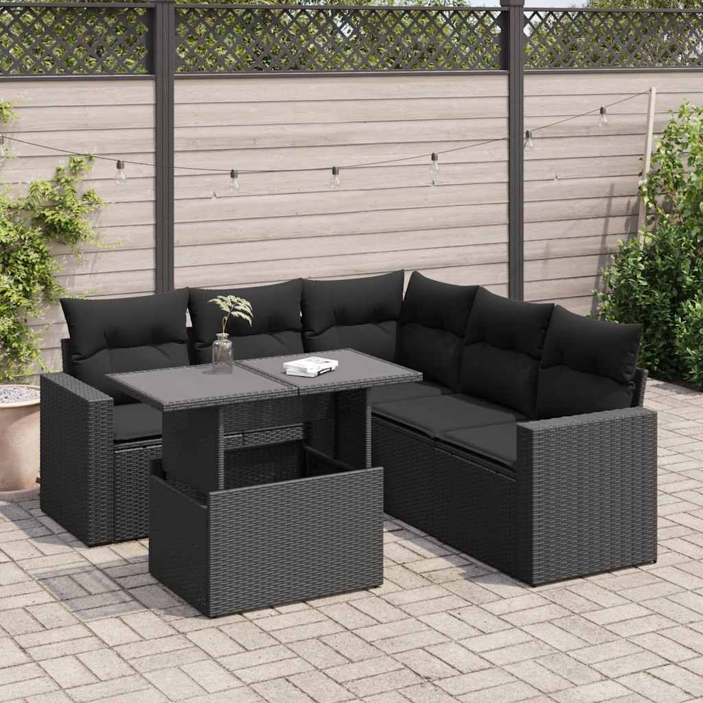 Maison Exclusive - 6-tlg. Garten-Sofagarnitur mit Kissen Schwarz Poly Rattan