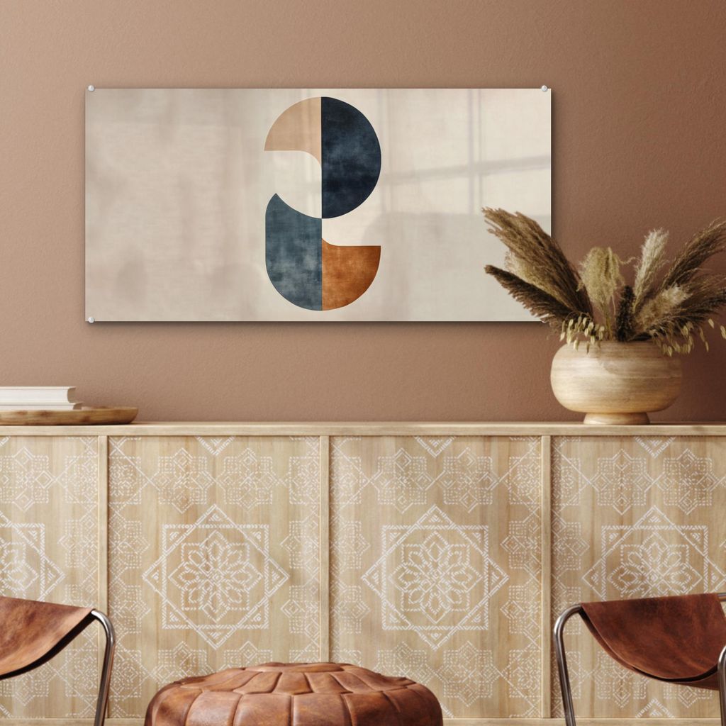 MuchoWow Glasbilder - Bilder auf Wandbild - Foto auf Glas Kreise - Abstrakt - Farbenfroh 80x40 cm Wanddekoration aus Glas - Acrylglasbild - Acrylbi...