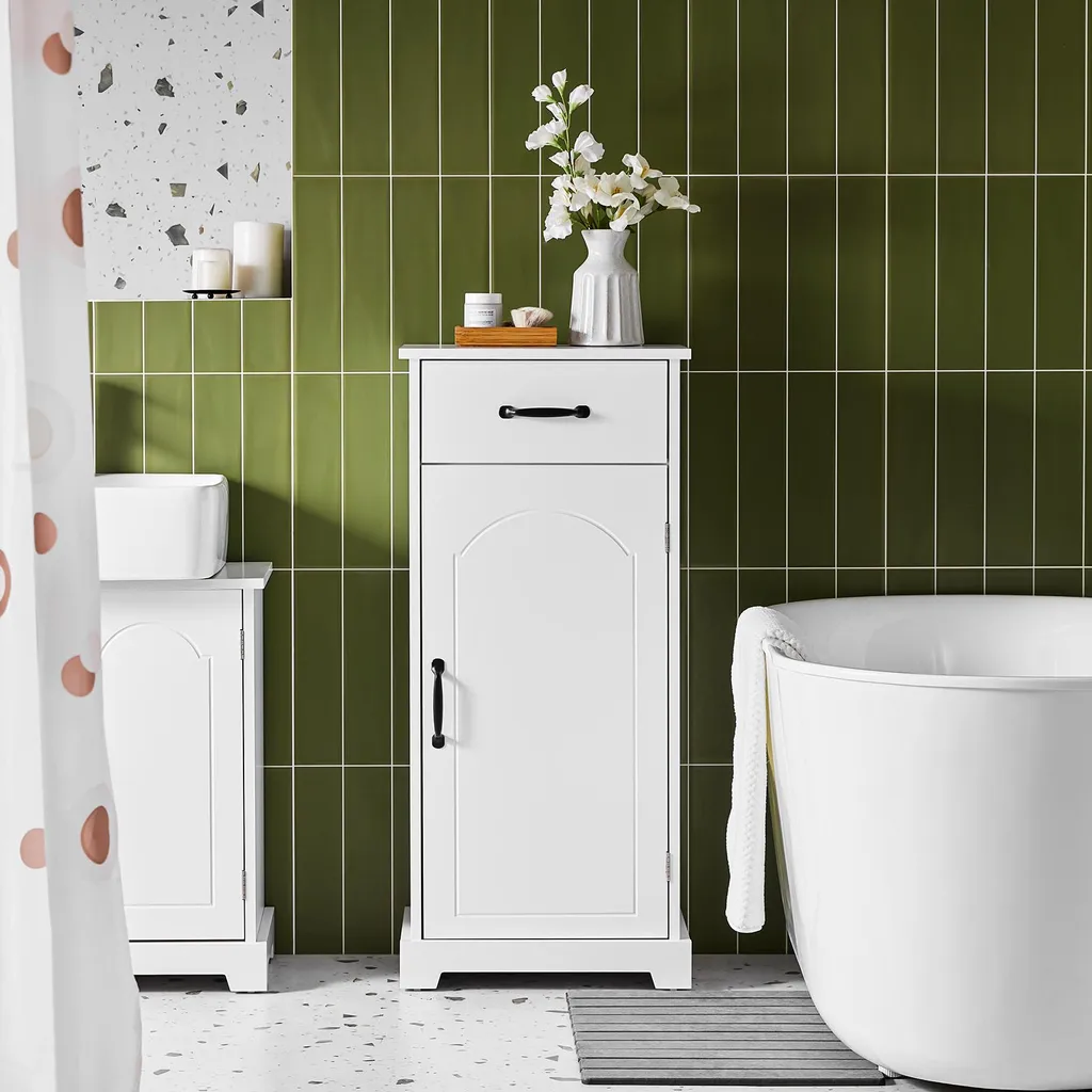 Petit Meuble Rangement Salle de Bain pour Espaces Restreints Blanc 42cm