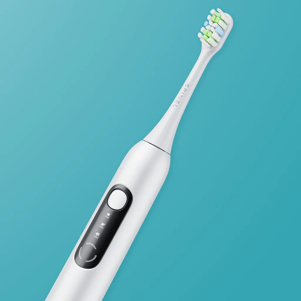 Spazzolino Sonico SpinelCare SmileOn Bianco: 3 Modalità + 4 Punte - 7
