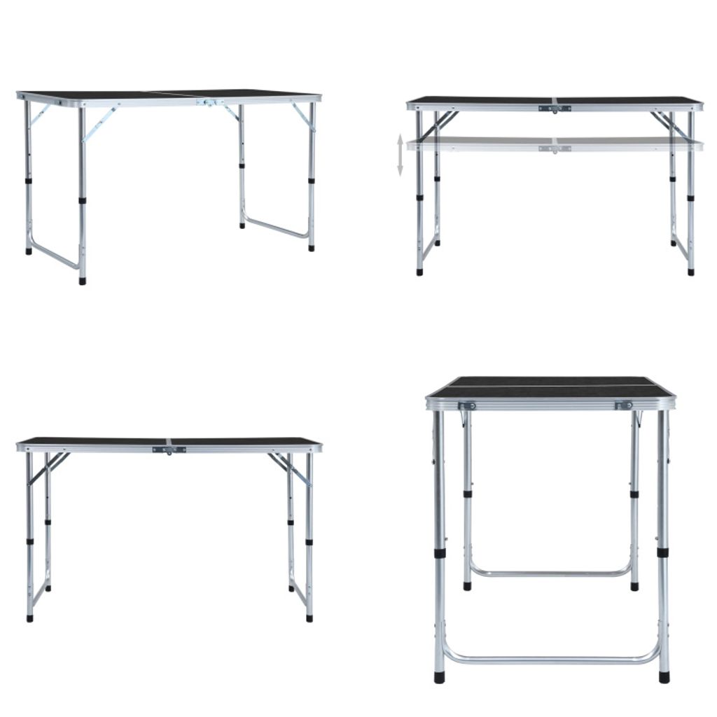 vidaXL Klappbarer Campingtisch Grau Aluminium 120 x 60 cm - Camping-Tisch - Camping-Tische - Campingtisch - Campingtische