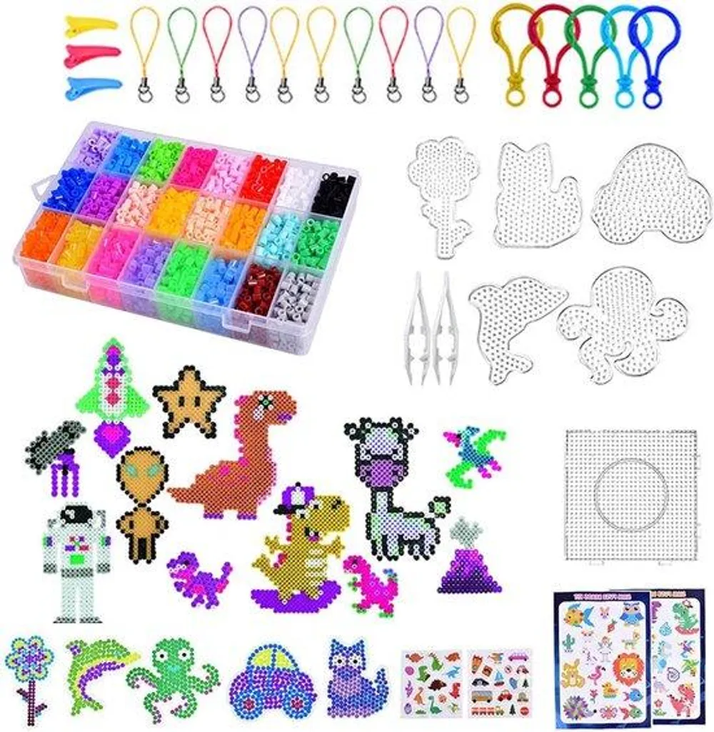 Perles à repasser 5 mm : kit de 7300 pièces avec 24 couleurs vives