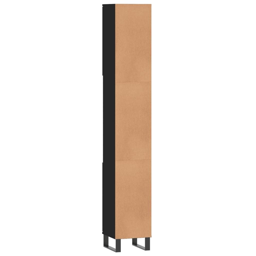vidaXL Badschrank Schwarz 30x30x190 cm Holzwerkstoff Produktbild 2
