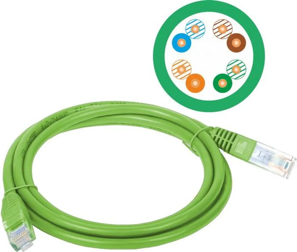 Câble UTP Cat 5e 3m Alan Tec vert kku5zie3 haute flexibilité et débit