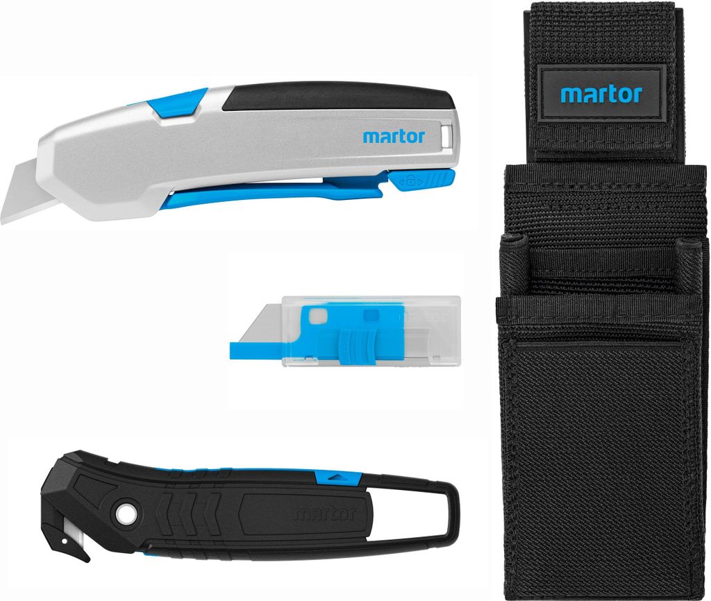 MARTOR Produktset SECUPRO 625, Cuttermesser, Messerset, SECUMAX 350 SE, Ersatzklingen, robuste Gürteltasche, Messer aus glasfaserverstärktem Kuns...
