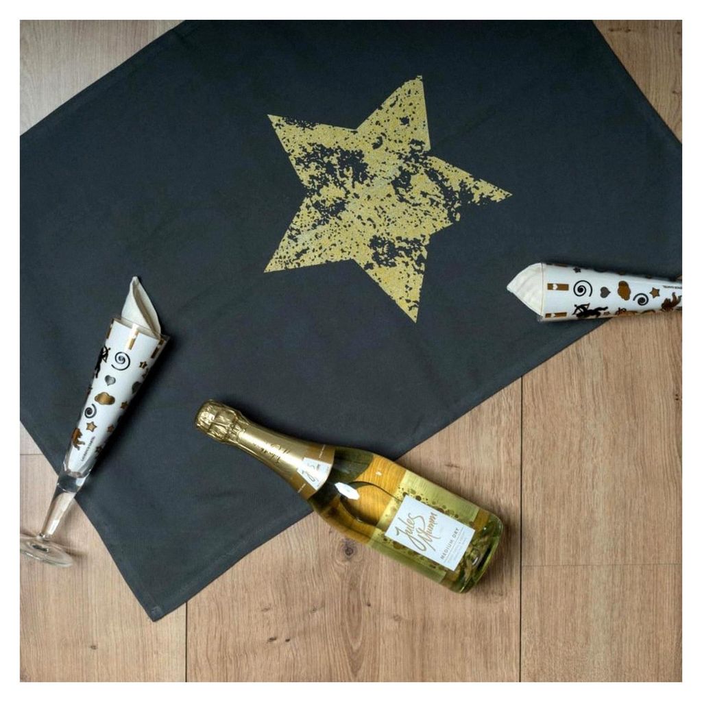 Geschirrtuch grau mit goldenem Stern