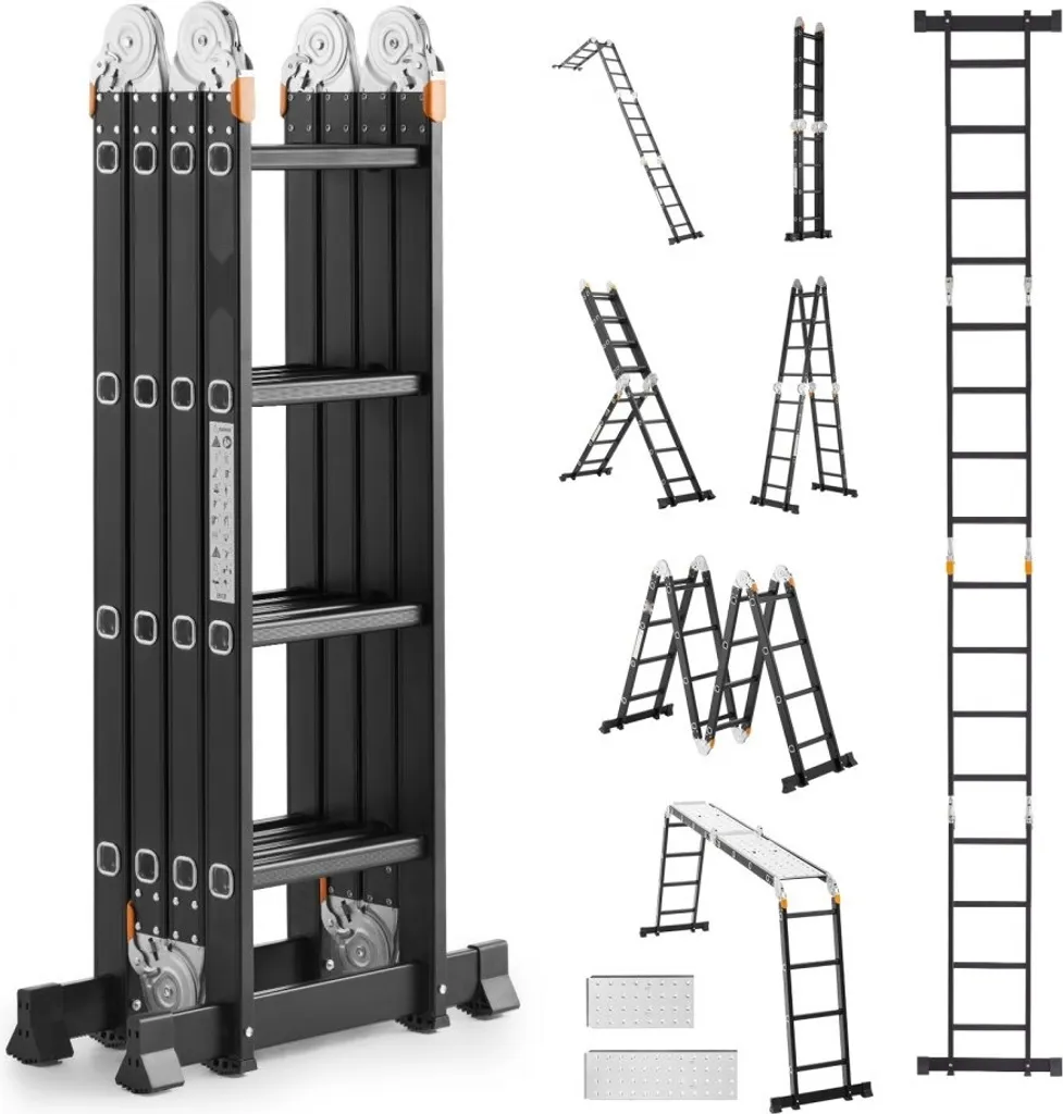 Échelle articulée 7 en 1 pour travaux d'intérieur et extérieur 4,70m alu