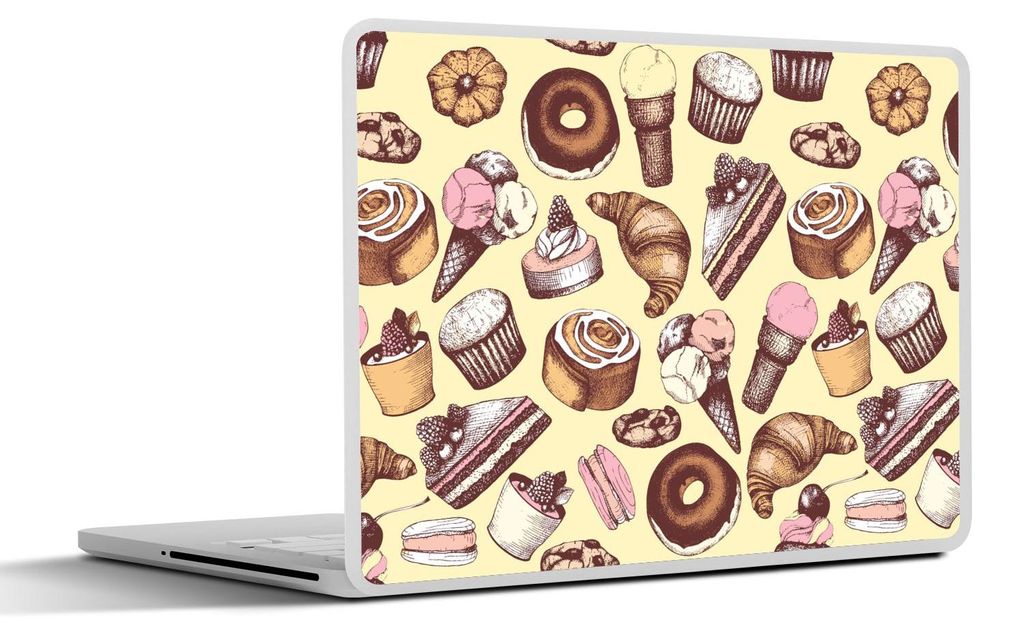 MuchoWow Laptop Aufkleber Sticker Cover Mädchen - Essen - Kuchen - Muster - Mädchen - Kinder - Mädchen 30x22 cm - Laptop-Sticker