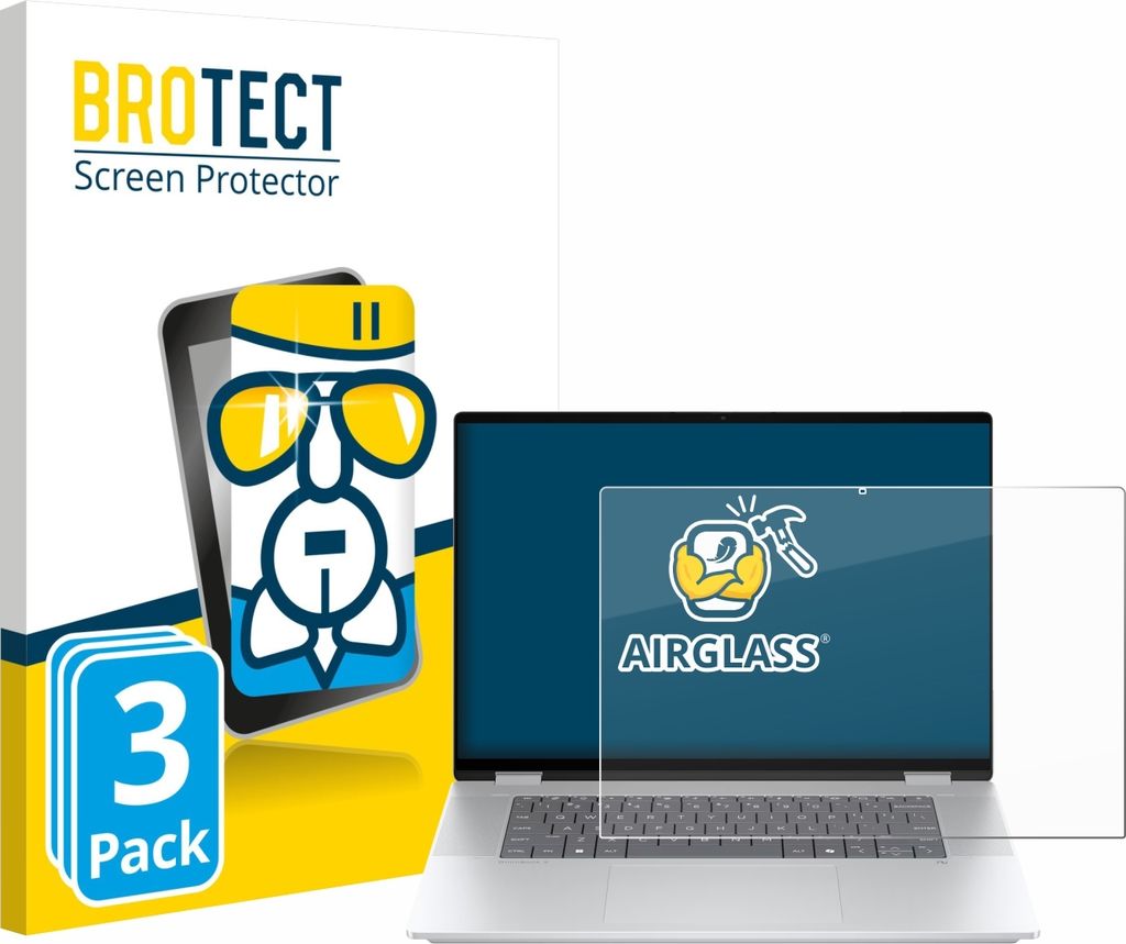 3x BROTECT Schutzglas für HP OmniBook X Flip 16-aX Schutzfolie Panzer Folie Glas Display Schutz klar