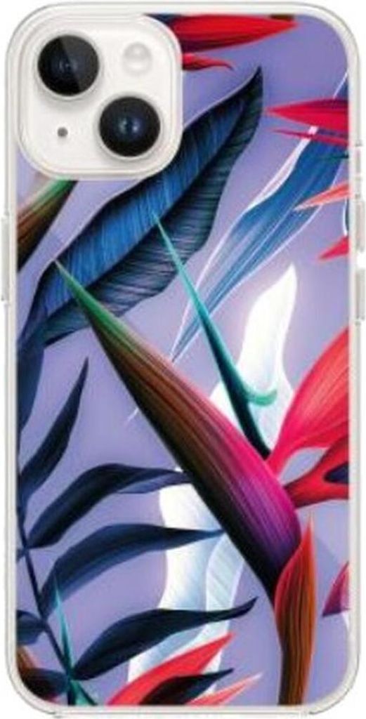 BigBen Connected, Hülle für Apple iPhone 13/14 aus Harz mit rosa Blättern, Blau / Rosa