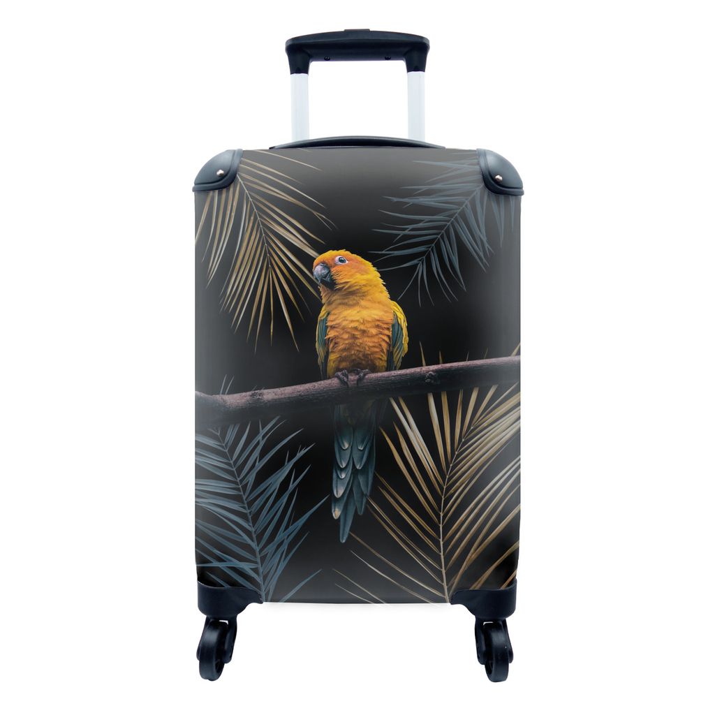MuchoWow Koffer Handgepäck Trolley Rollkoffer Kleine Reisekoffer mit 4 Rollen - Farben - Vogel - Papagei - Cabin Size < 55x40x23 cm & 55x40x20 c...