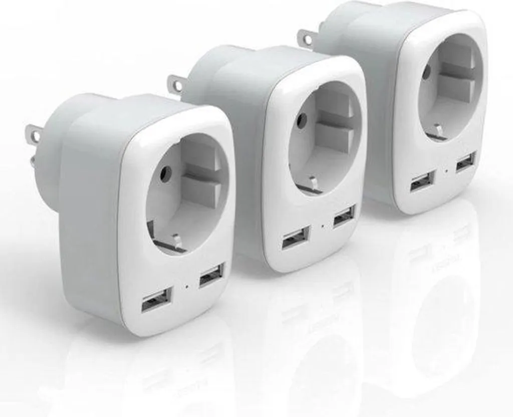 Prise de voyage avec ports USB Lot de 3 pour Mexique et Amérique du Nord