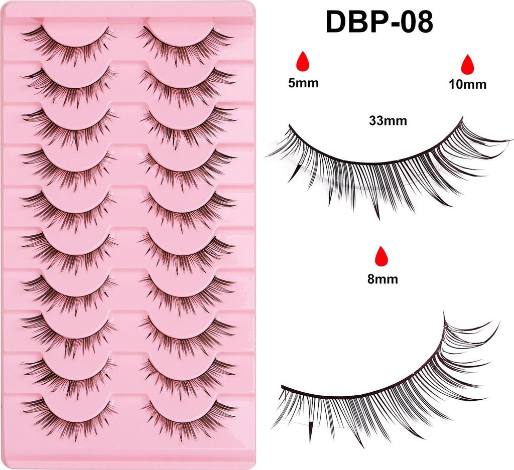 INF 10 Paar Manga Falsche Wimpern, Natürliche, Leichte Wimpern für Alltag