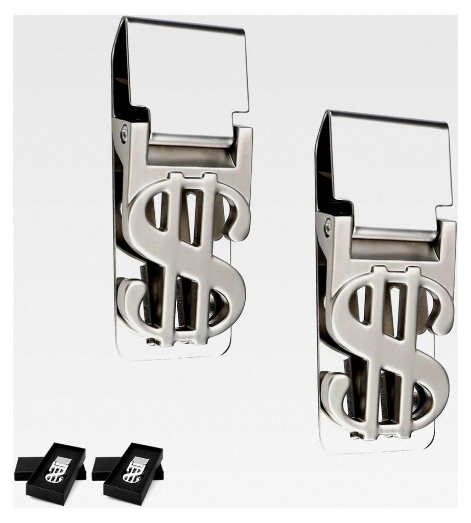 Geldklammern, 2 Stück, Flexibles Öffnungsdesign, Edelstahl Money Clip Tragbar mit Geschenkverpackung, für Geldscheine, Visitenkarten, Kreditkart...