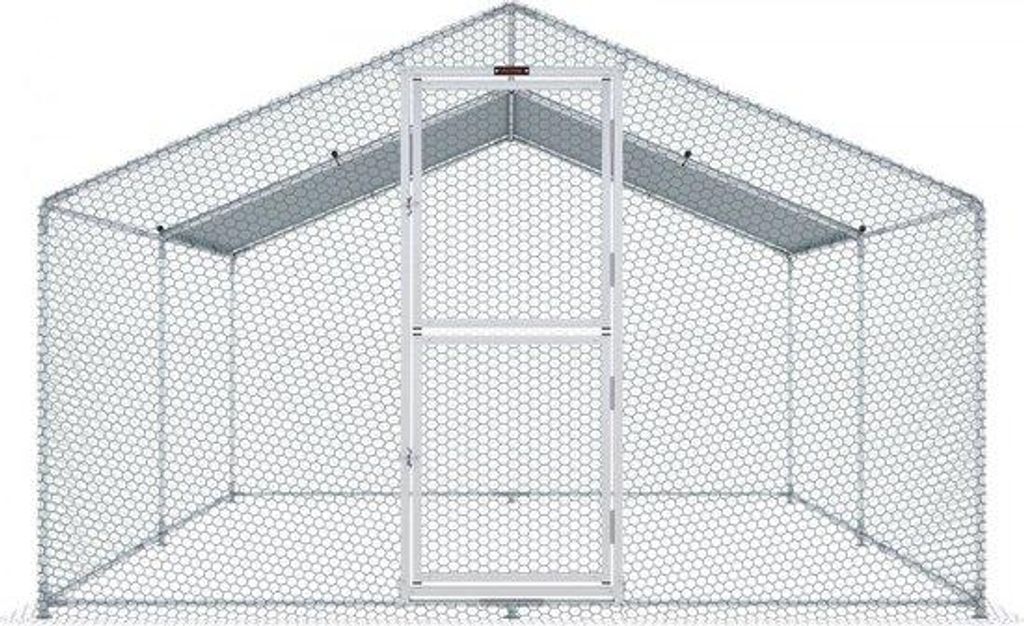 Hühnerhaus 4x3x2m mit Sonnendach, Stahl, PE-Zelt