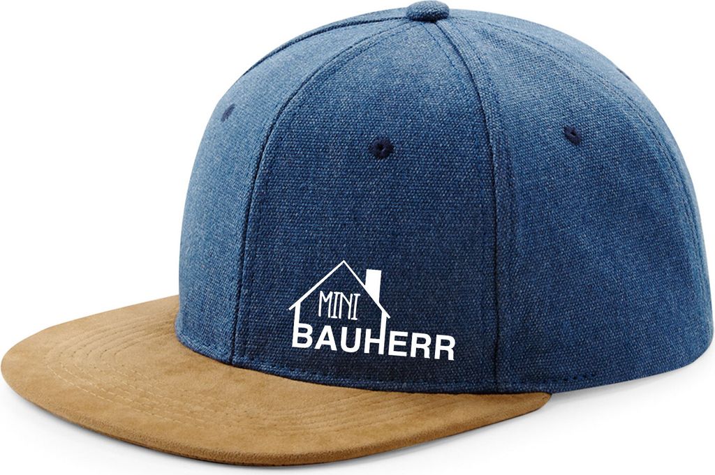 Huuraa Cappy Mütze Mini Bauherr Denim Baumwolle und Polyester Snapback Kappe Geschenkidee