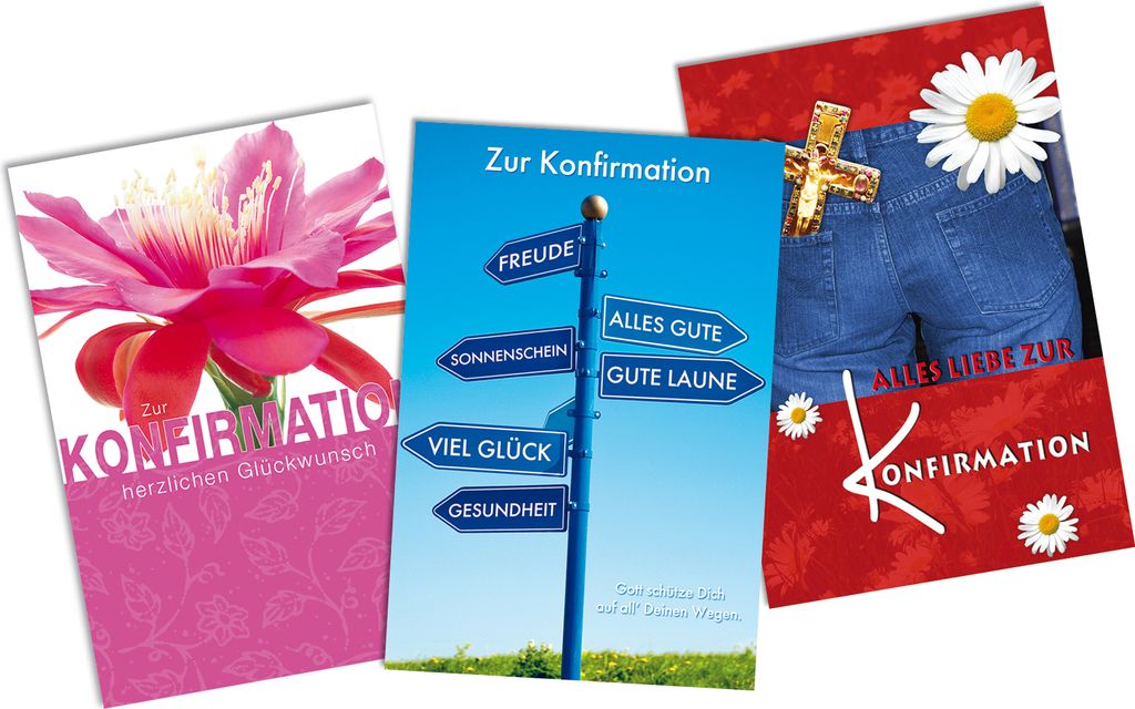 Konfirmation - Mehrfachpackung - 3 Karten – 3 Umschläge –
