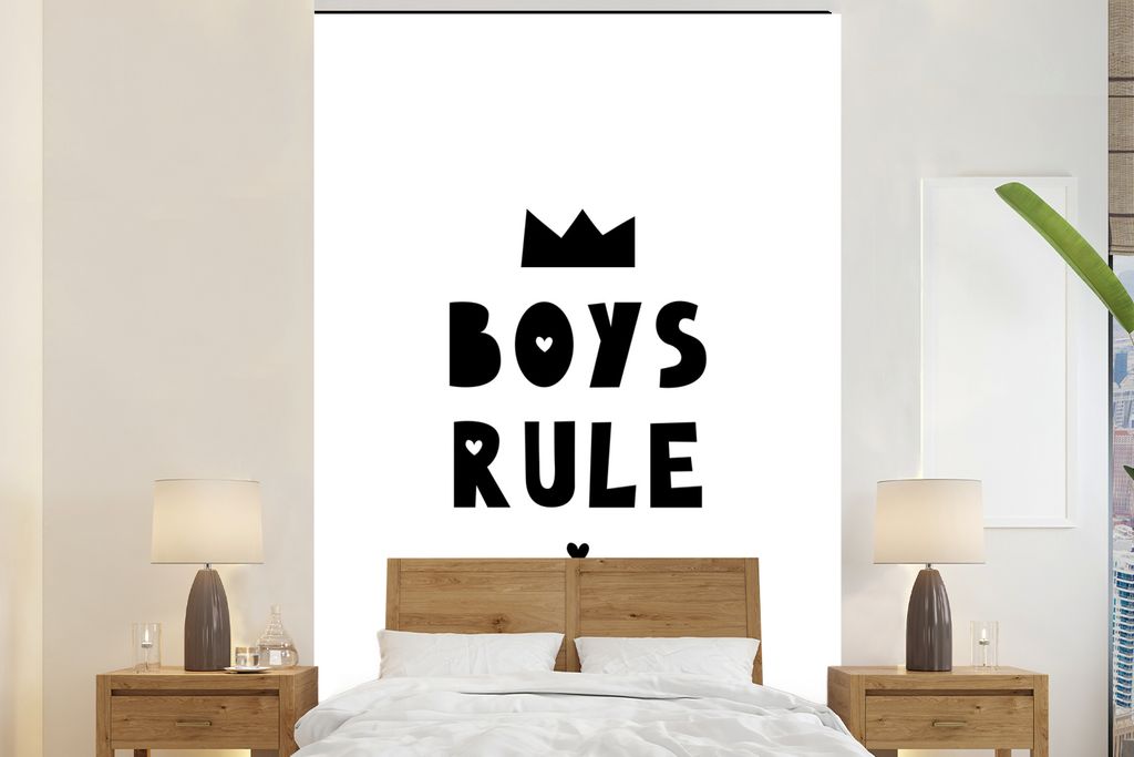 MuchoWow Fototapete für Wohnzimmer oder Schlafzimmer Wandtapete Vinyl Motivtapete Jungen regieren - Zitate - Sprichwörter - Kinder - Jungen - 1...
