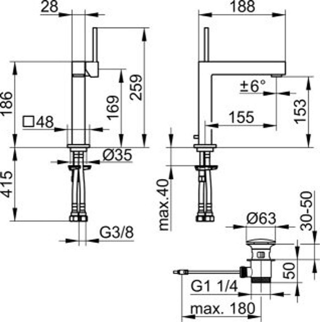 Keuco Edition 90 - Waschtischarmatur, mit Ablauf, Chrom 59102010000