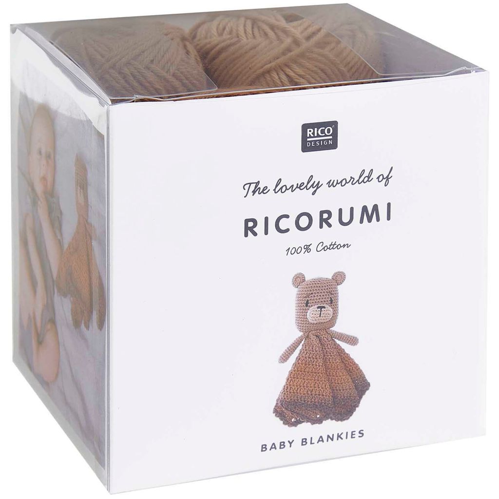 Rico Design Ricorumi Häkelset Babydecke Kuscheltuch 60x60 cm für Babys Teddy