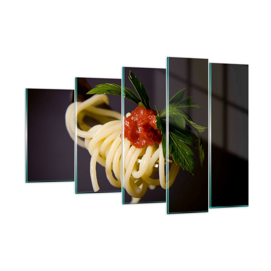 Bilder auf glas - Italien pasta spaghetti - 150x100cm - Glasbilder - Wandbilder - Kunstdruck - zum Aufhängen bereit - Wanddekoration aus Glas - Gl...