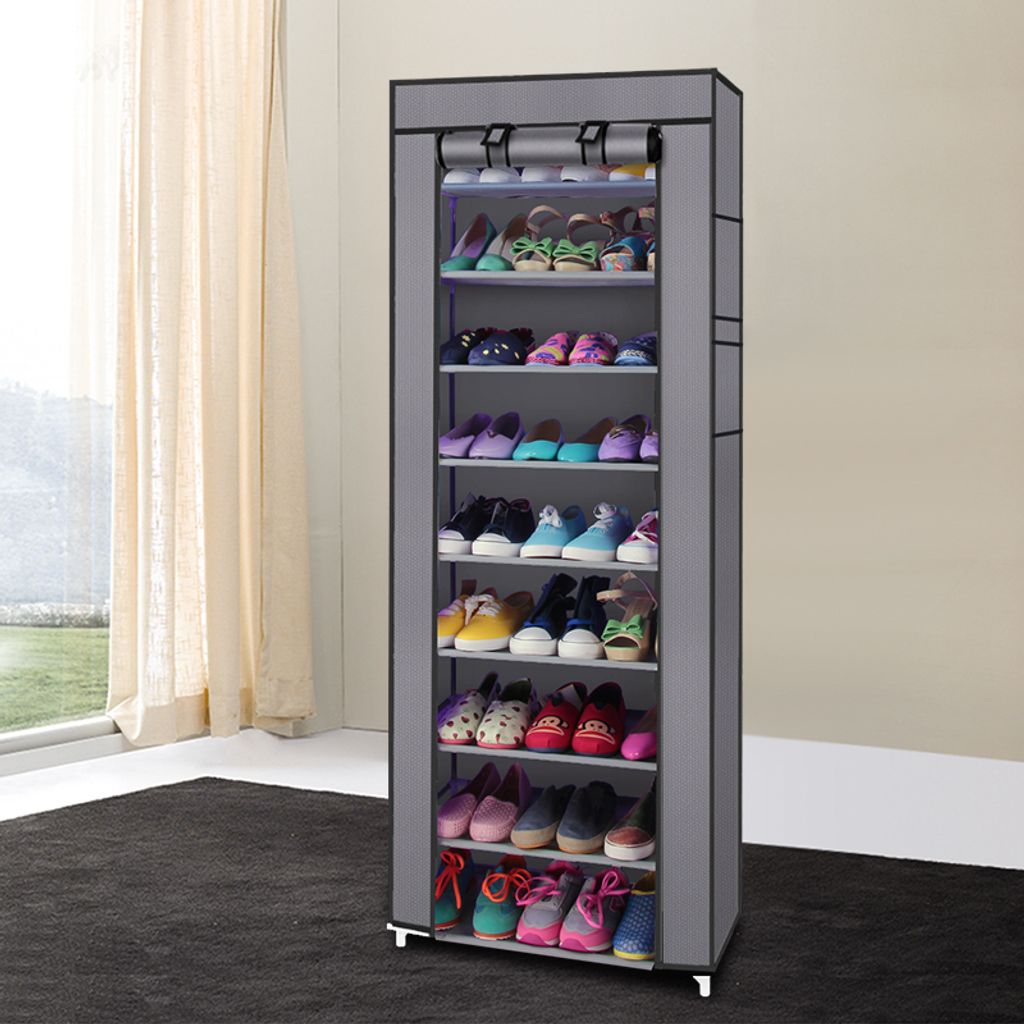 AIORBER Schuhschrank mit Abdeckung , 10-Schicht 9 Gitter, Vliesstoff, kompakt, platzsparend, Schuhständer, für Wohnzimmer, Flur, 58 x 29 x 160cm,...