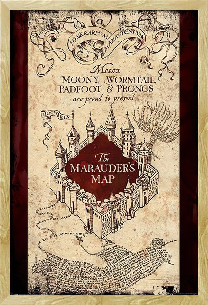 Poster Mappa del Malandrino Harry Potter con Cornice Shinsuke Faggio - 1