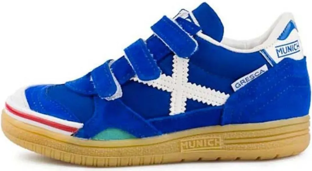 Munich Gresca Velcro In Bleu Chaussures de Foot Salle avec Scratch en 26