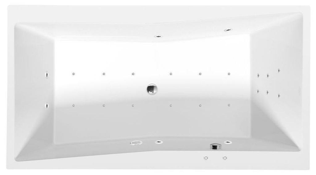 Polysan QUEST Whirlpool-Badewanne, 180x100x49cm, Attraction Hydro-Air, Chrom