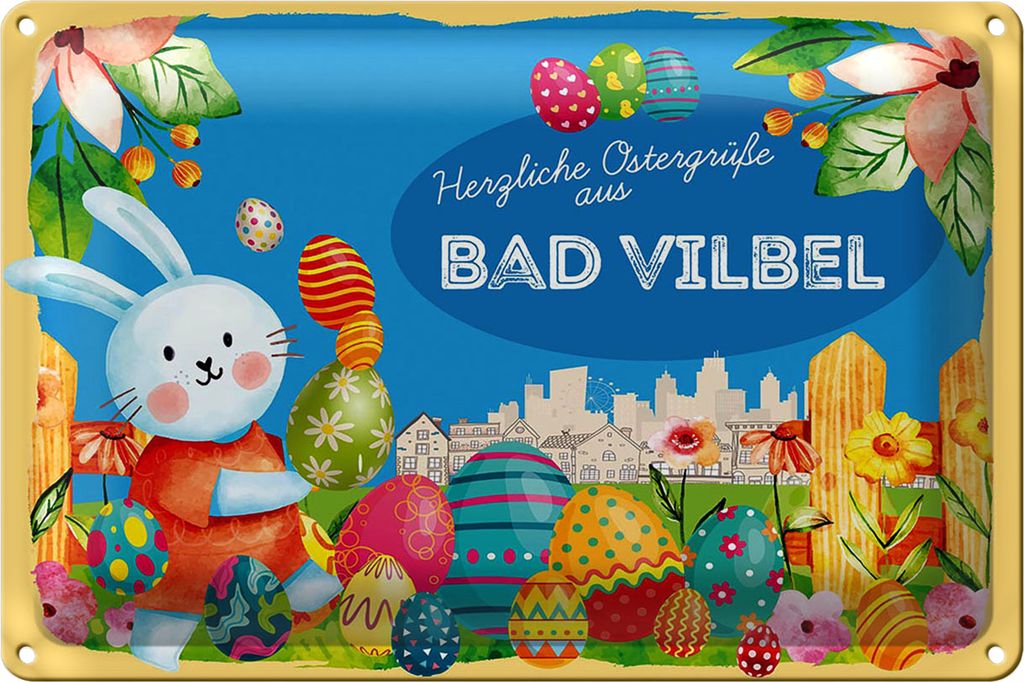Blechschild Ostern Ostergrüße 30x20cm BAD VILBEL