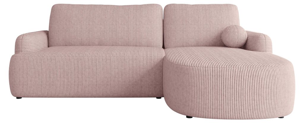 MIRJAN24 Ecksofa Loridu Cord, Wohnzimmmer L-Form mit Schlaffunktion und Bettkasten (Farbe: Poso 52, Seite: Rechts)