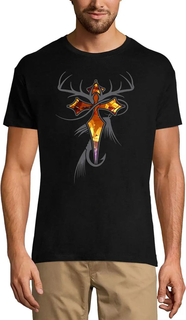 Herren Grafik T-Shirt Fischerei Jagd und Gott – Fishing Hunting And God – Öko-Verantwortlich Vintage Jahrgang Kurzarm Lustige Druck Geburtstag